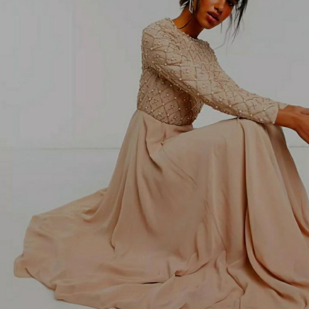 ASOS beaded pearl bodice with flowy tulle skirt